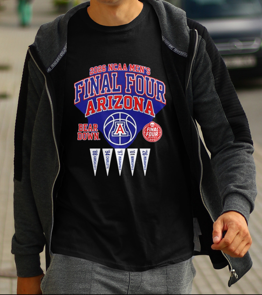 2026 NCAA Men's Final Four Arizona Wildcats Bear Down Basketball T-Shirt