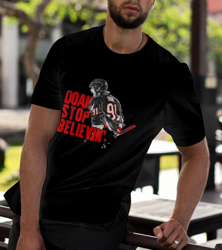 Josh Doan Stop Believin' Number 91 NHL Hockey T-Shirt