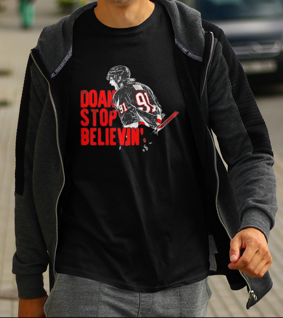 Josh Doan Stop Believin' Number 91 NHL Hockey T-Shirt