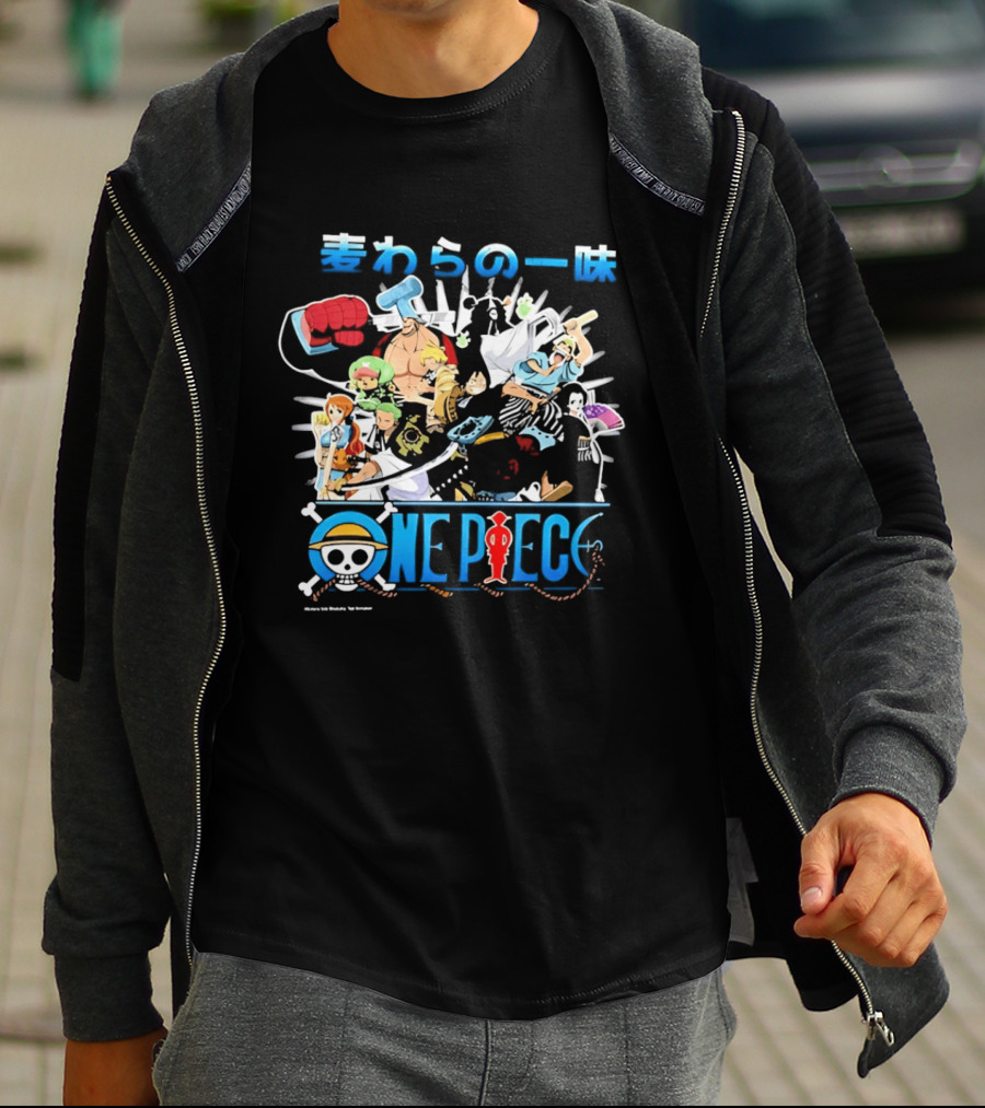 One Piece Straw Hat Pirates Anime Characters Collage T-Shirt