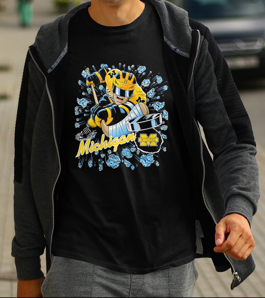 Michigan Wolverines Hockey Player Caricature 2026 Michigan M Team T-Shirt