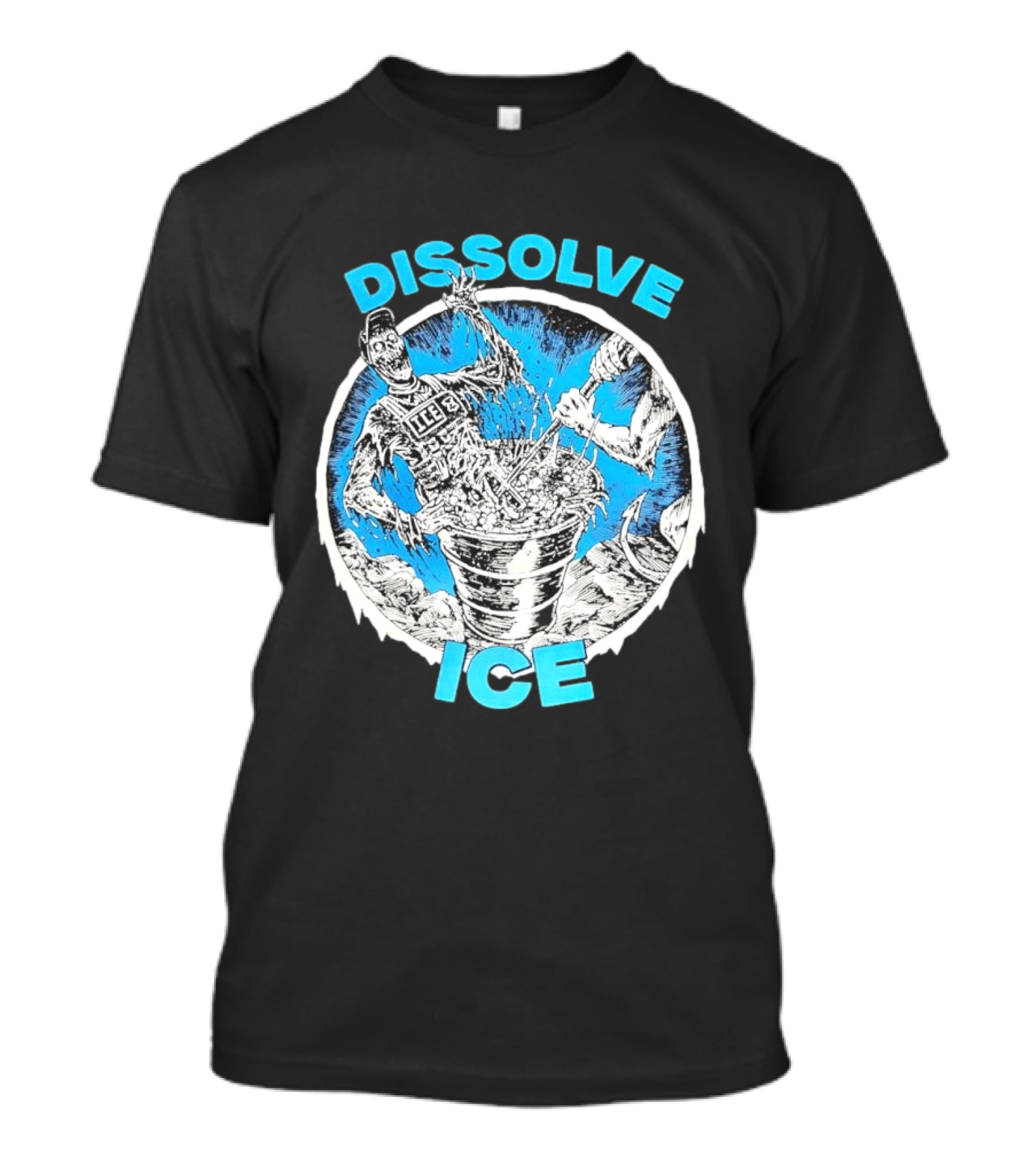 Dissolve ICE Abolish ICE Skeleton Melting In Cauldron With Ghostly Figure T-Shirt