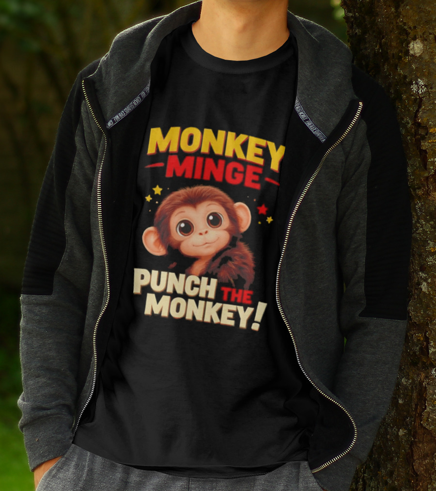 Monkey Minge Punch That Monkey Cute Cartoon Monkey T-Shirt