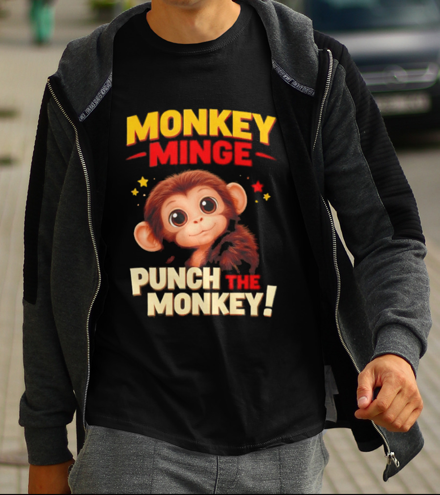 Monkey Minge Punch That Monkey Cute Cartoon Monkey T-Shirt