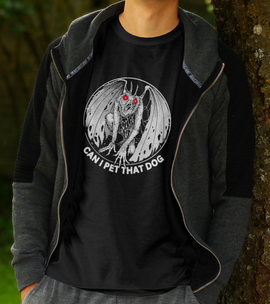 Mothman Can I Pet That Dog Meme Red Eyes Cryptid Humor T-Shirt