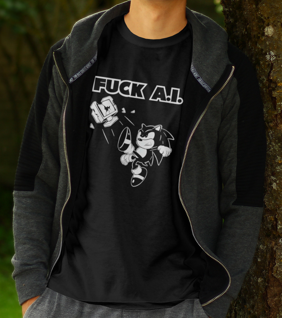F*ck AI Hedgehog Kick Anti AI T-Shirt
