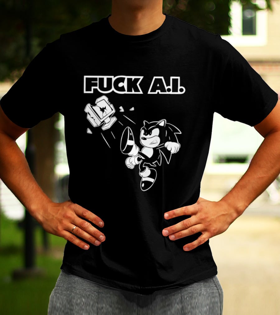 F*ck AI Hedgehog Kick Anti AI T-Shirt