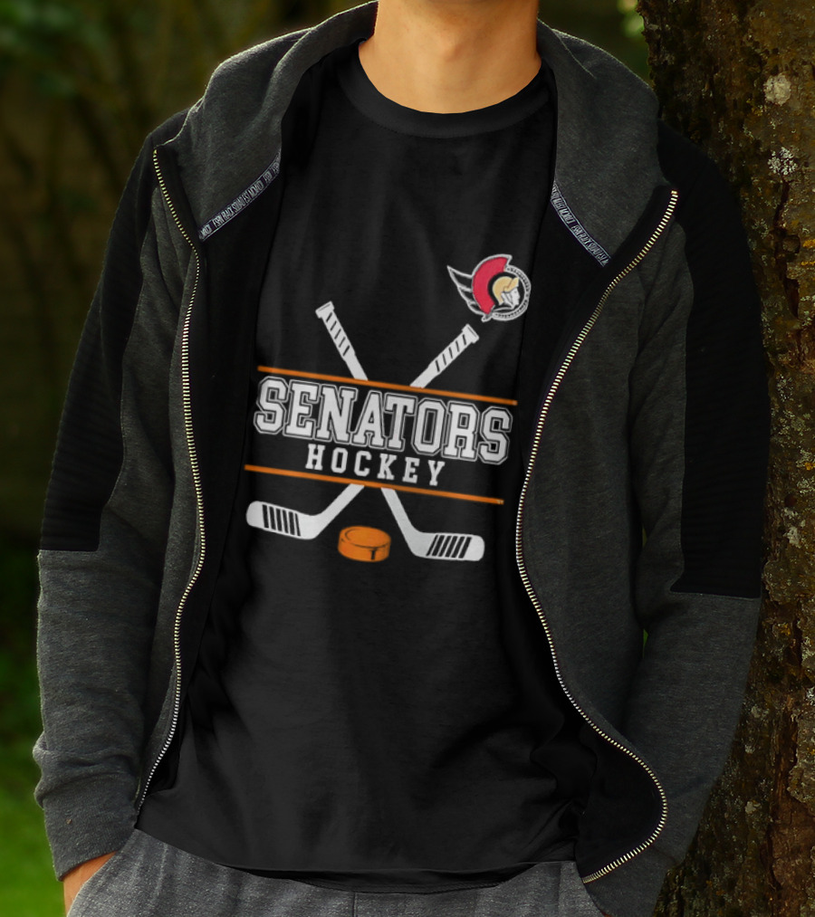 Ottawa Senators Hockey NHL Crossed Sticks T-Shirt
