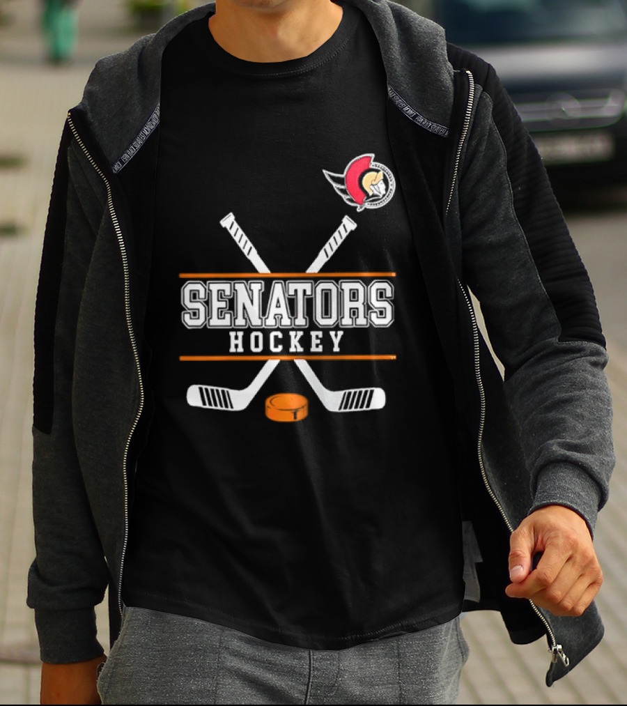 Ottawa Senators Hockey NHL Crossed Sticks T-Shirt