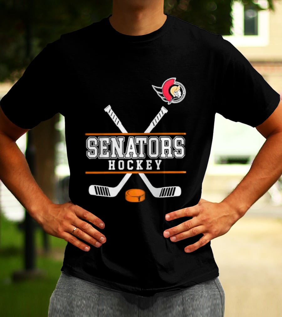 Ottawa Senators Hockey NHL Crossed Sticks T-Shirt