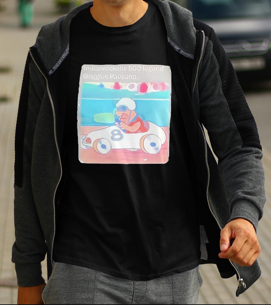 Indianrockolis 500 Legend Goggles Paesano Racing Car Number 8 T-Shirt