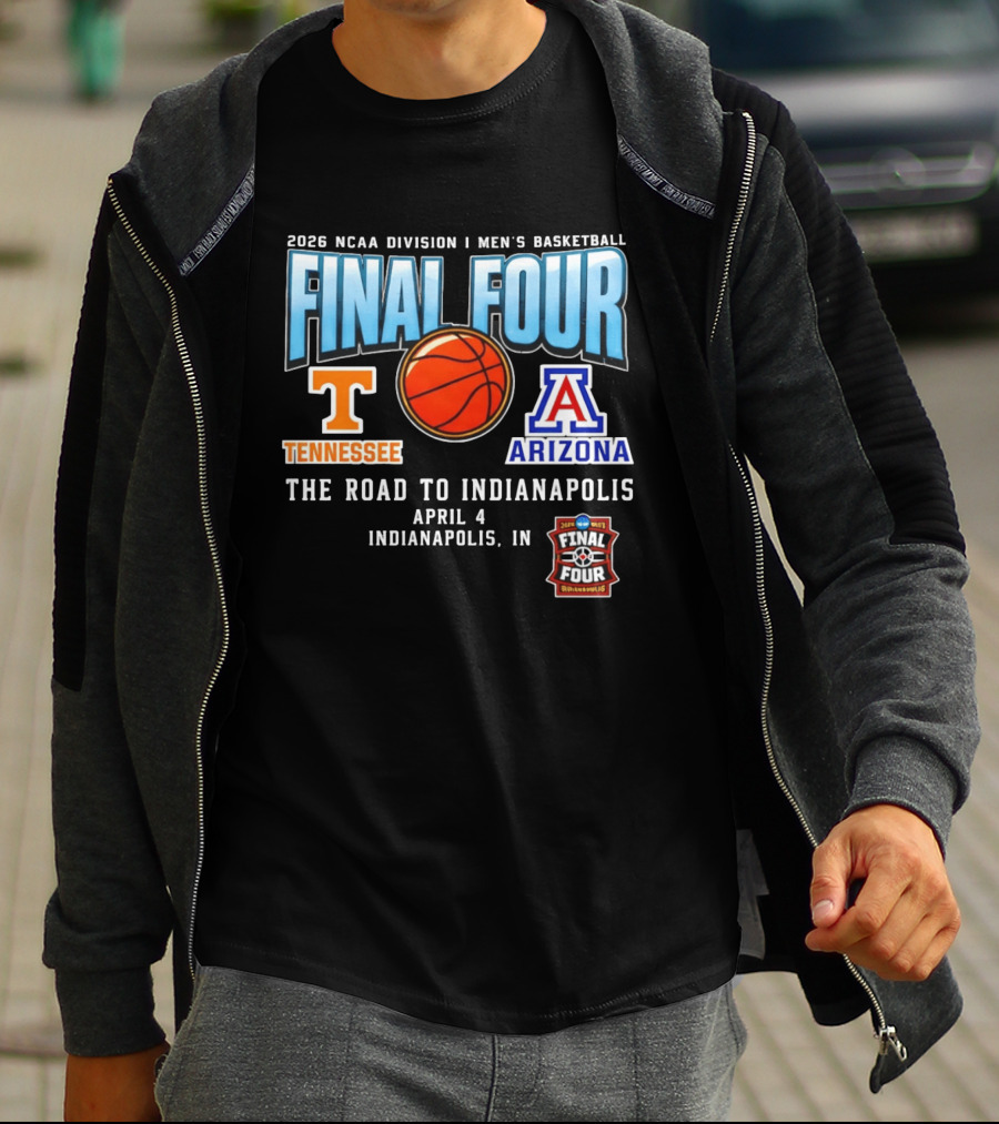 2026 NCAA DI Men's Basketball Final Four Tennessee Volunteers Vs Arizona Wildcats April 4 Indianapolis T-Shirt