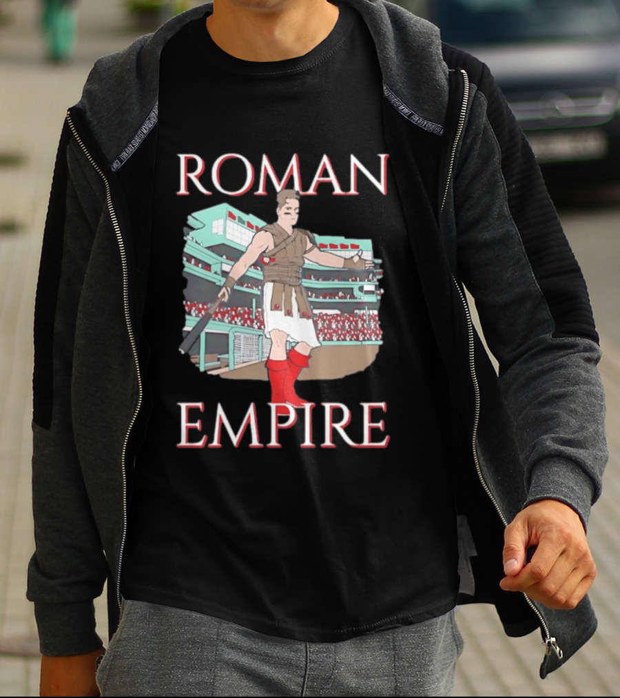 Roman Empire Baseball Field Cartoon Player In Ancient Gladiator Outfit T-Shirt