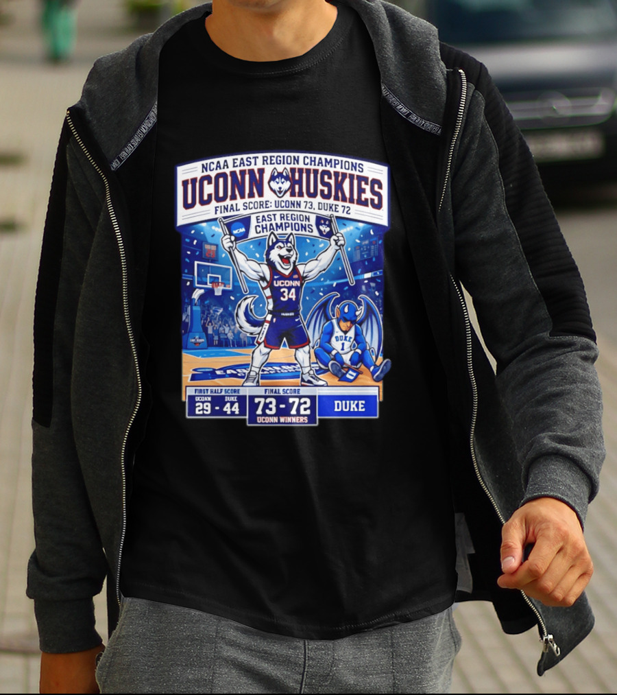 UConn Huskies NCAA East Region Champions Final Score 73 72 Over Duke T-Shirt
