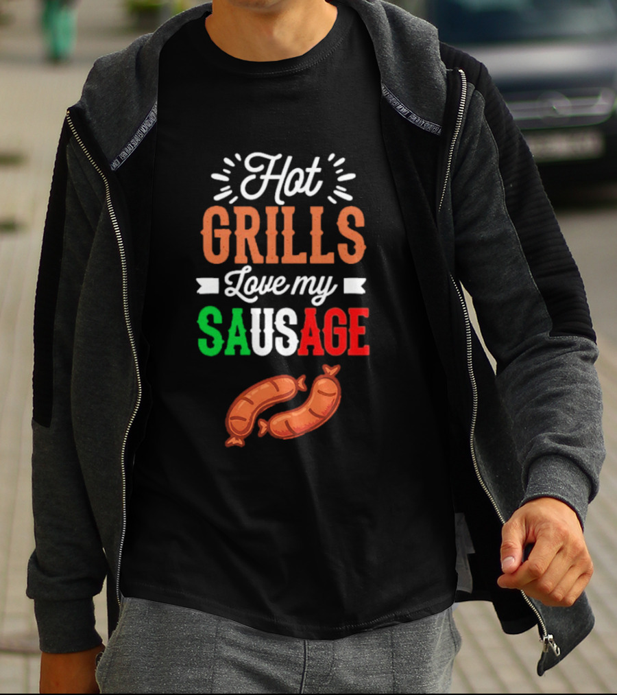 Hot Grills Love My Sausage Italian Flag Colors BBQ T-Shirt