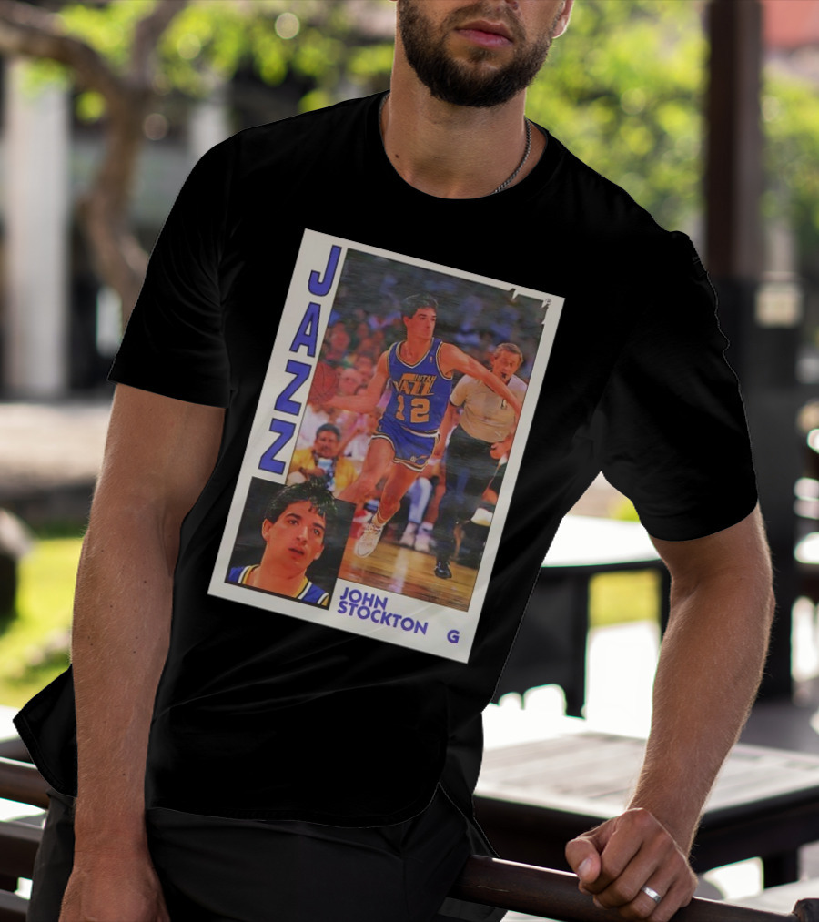 John Stockton Utah Jazz 1992 Basketball Card Vintage NBA Memorabilia T-Shirt