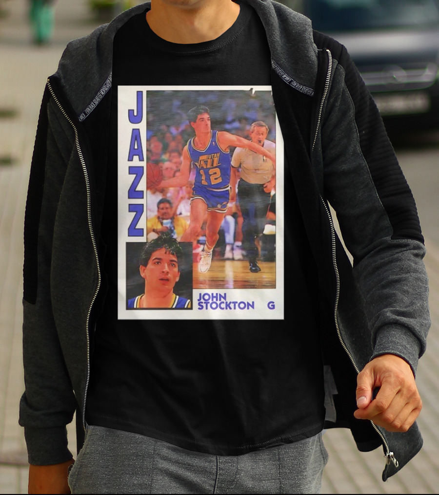 John Stockton Utah Jazz 1992 Basketball Card Vintage NBA Memorabilia T-Shirt