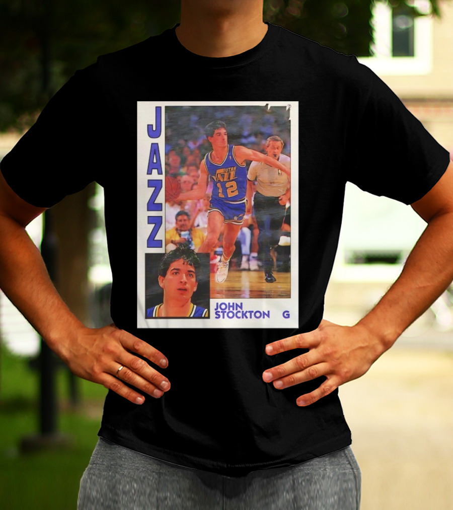 John Stockton Utah Jazz 1992 Basketball Card Vintage NBA Memorabilia T-Shirt