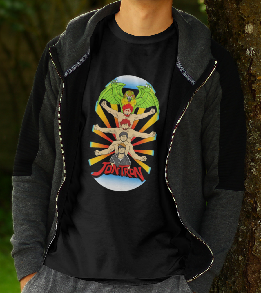 JonTron Characters Cartoon With Green Parrot T-Shirt