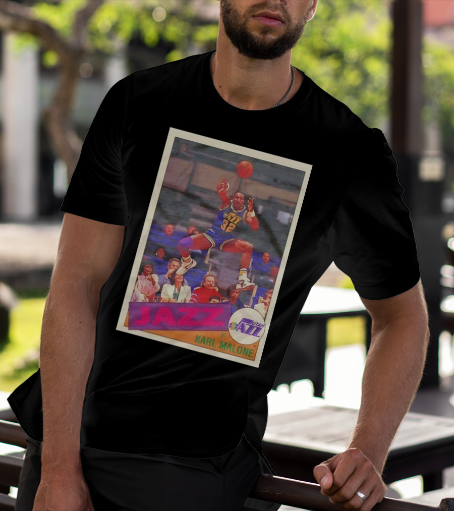 Utah Jazz Karl Malone 32 Basketball Card 1992 T-Shirt