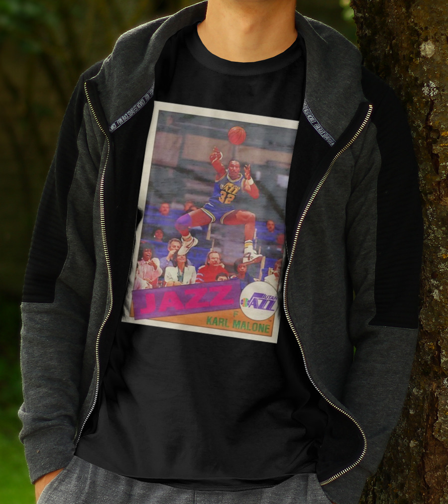 Utah Jazz Karl Malone 32 Basketball Card 1992 T-Shirt