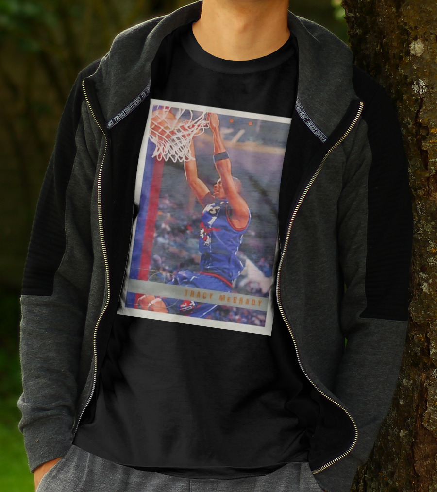 Tracy McGrady Toronto Raptors 1996 Basketball Card Dunk Slam T-Shirt