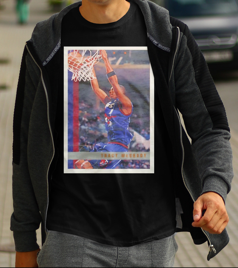 Tracy McGrady Toronto Raptors 1996 Basketball Card Dunk Slam T-Shirt