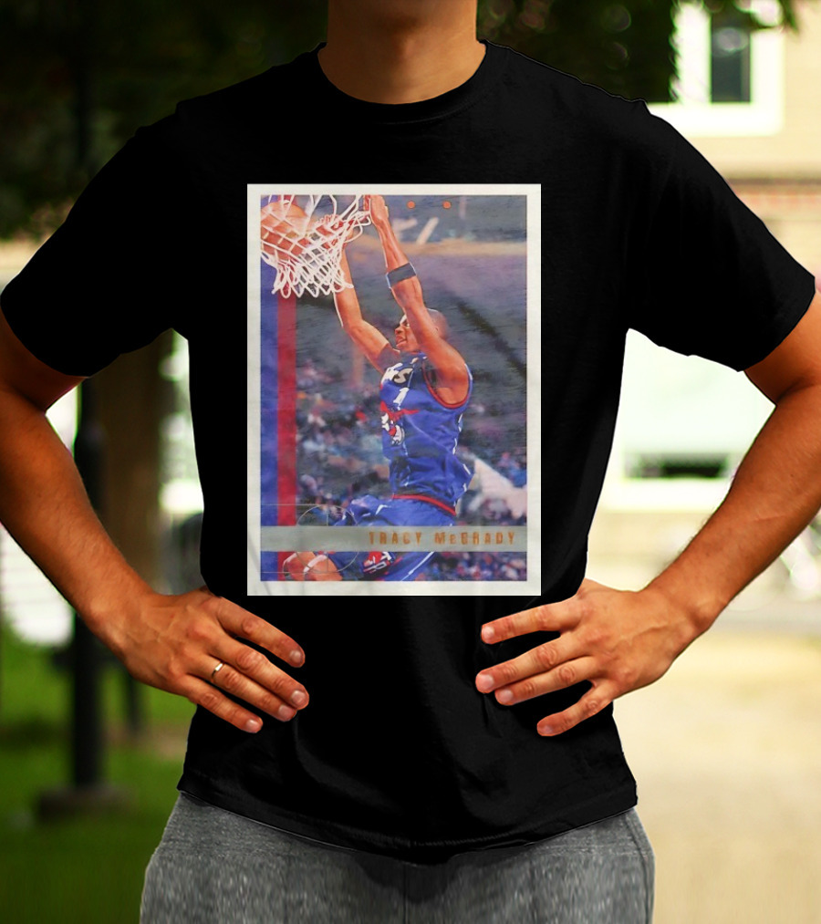 Tracy McGrady Toronto Raptors 1996 Basketball Card Dunk Slam T-Shirt