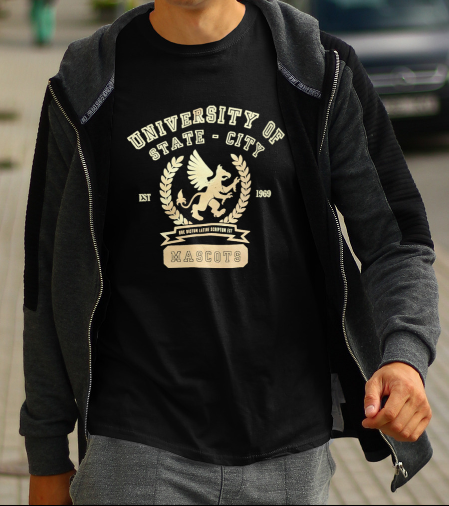University Of State City Hoc Dictum Latine Scriptum Est Mascots 1969 Griffin T-Shirt