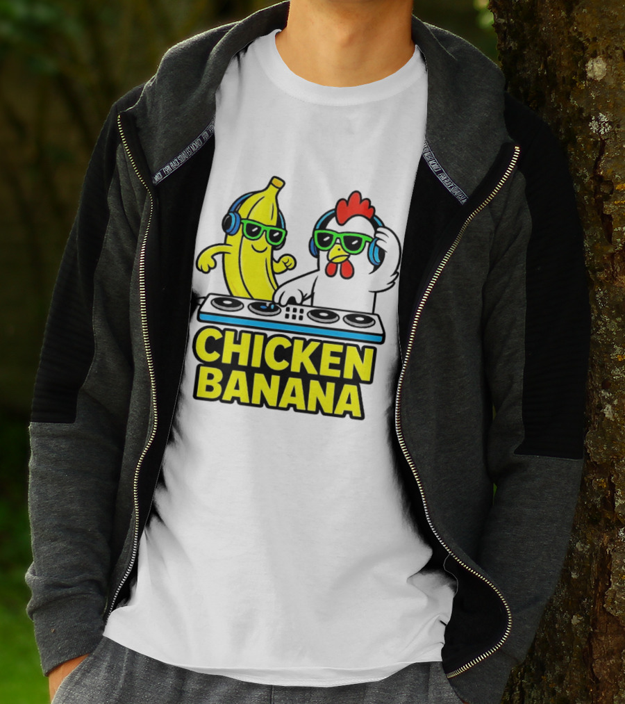 Chicken Banana DJ Headphones Music Party T-Shirt