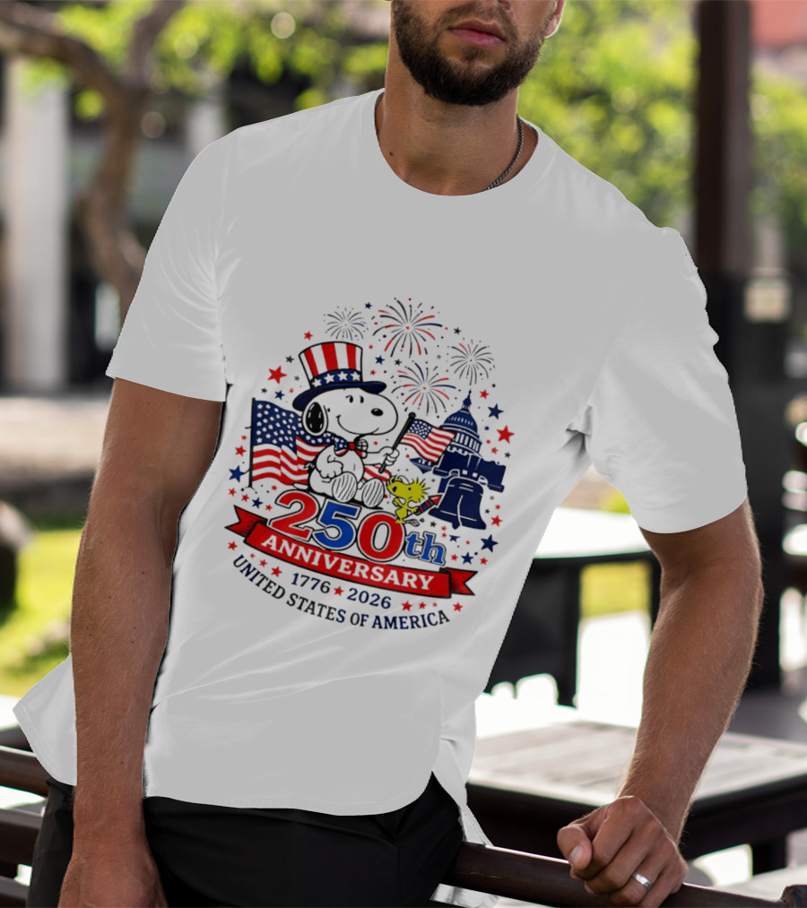 Snoopy 250th Anniversary 1776 2026 Patriotic Celebration United States Of America T-Shirt