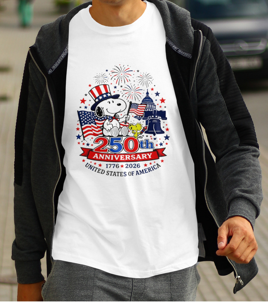 Snoopy 250th Anniversary 1776 2026 Patriotic Celebration United States Of America T-Shirt