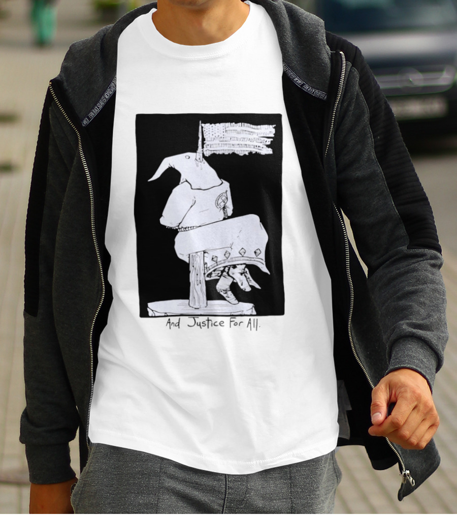 Anti Ku Klux Klan And Justice For All Hanging Effigy With Flag T-Shirt
