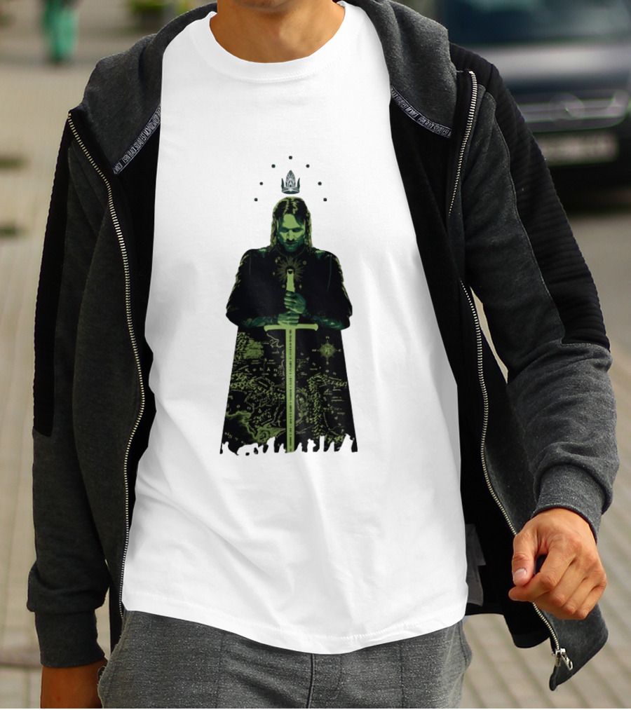 The Lord Of The Rings Aragorn Sword Map Middle Earth King T-Shirt