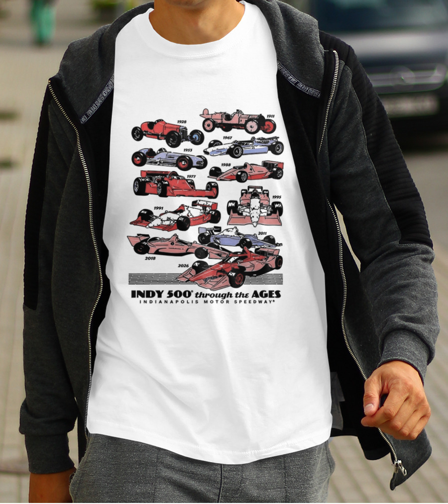 Indy 500 Through The Ages 2026 Racing Cars Evolution T-Shirt