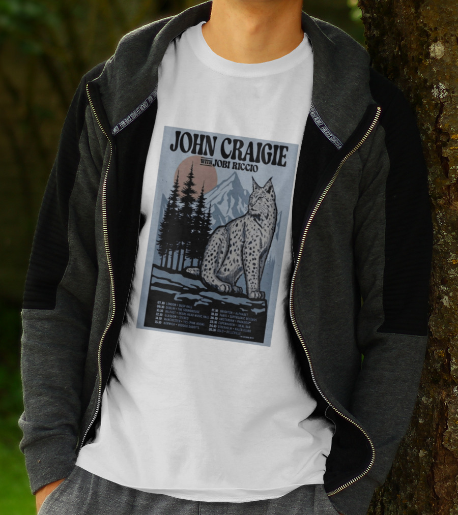 John Craigie With Jobi Riccio Tour 2026 Europe Concert Dates Lynx Mountain Forest T-Shirt