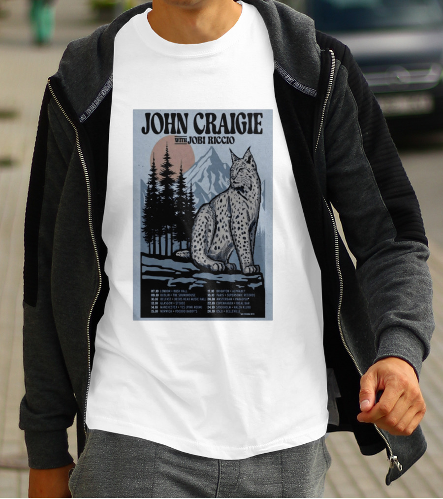 John Craigie With Jobi Riccio Tour 2026 Europe Concert Dates Lynx Mountain Forest T-Shirt