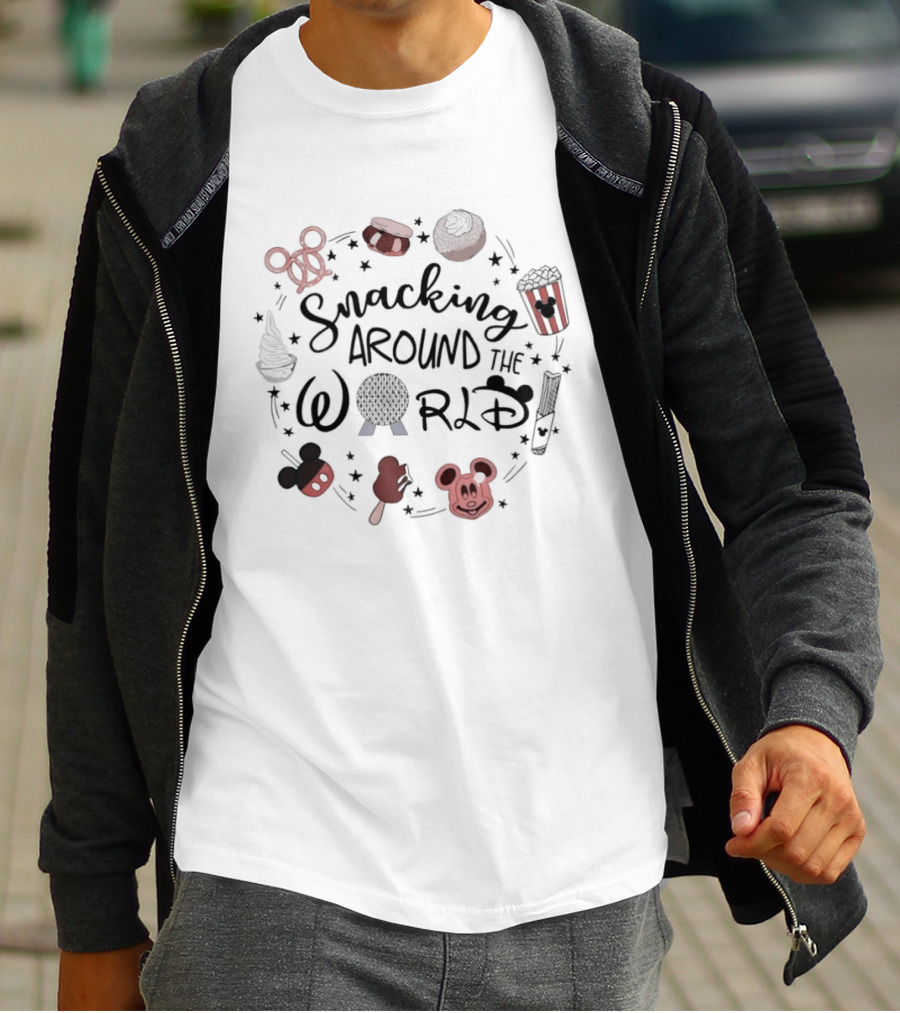 Snacking Around The World Disney Family 2026 Mickey Food Adventure T-Shirt