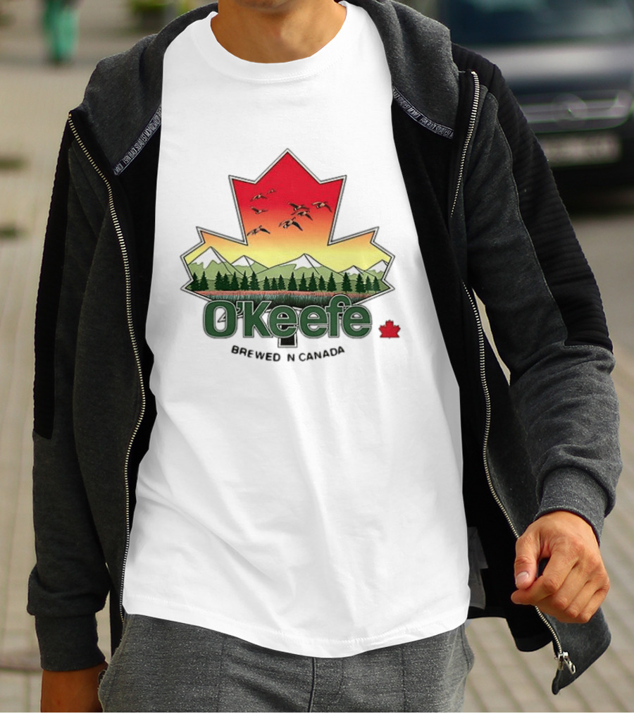 O'Keefe Brewed In Canada Maple Leaf Mountains And Geese T-Shirt