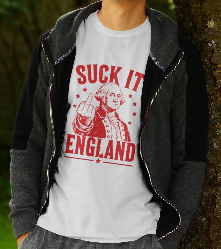 Suck It England George Washington Middle Finger Gesture T-Shirt