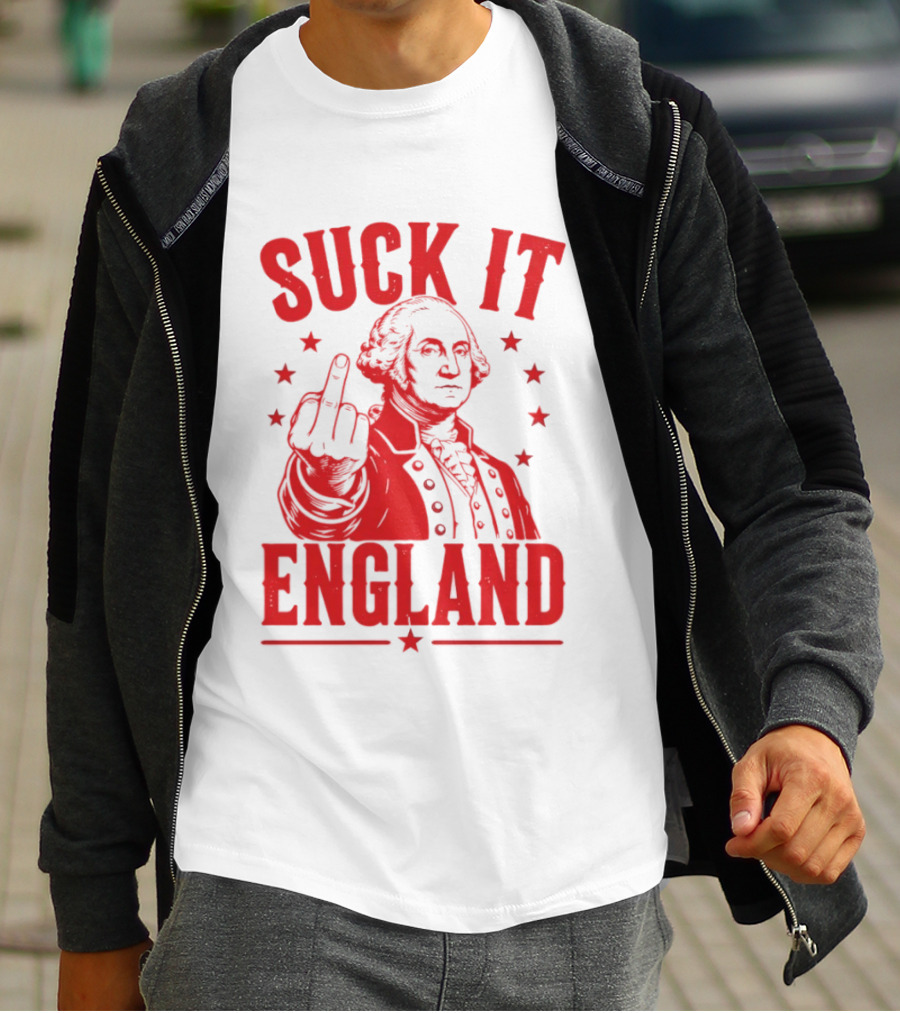 Suck It England George Washington Middle Finger Gesture T-Shirt
