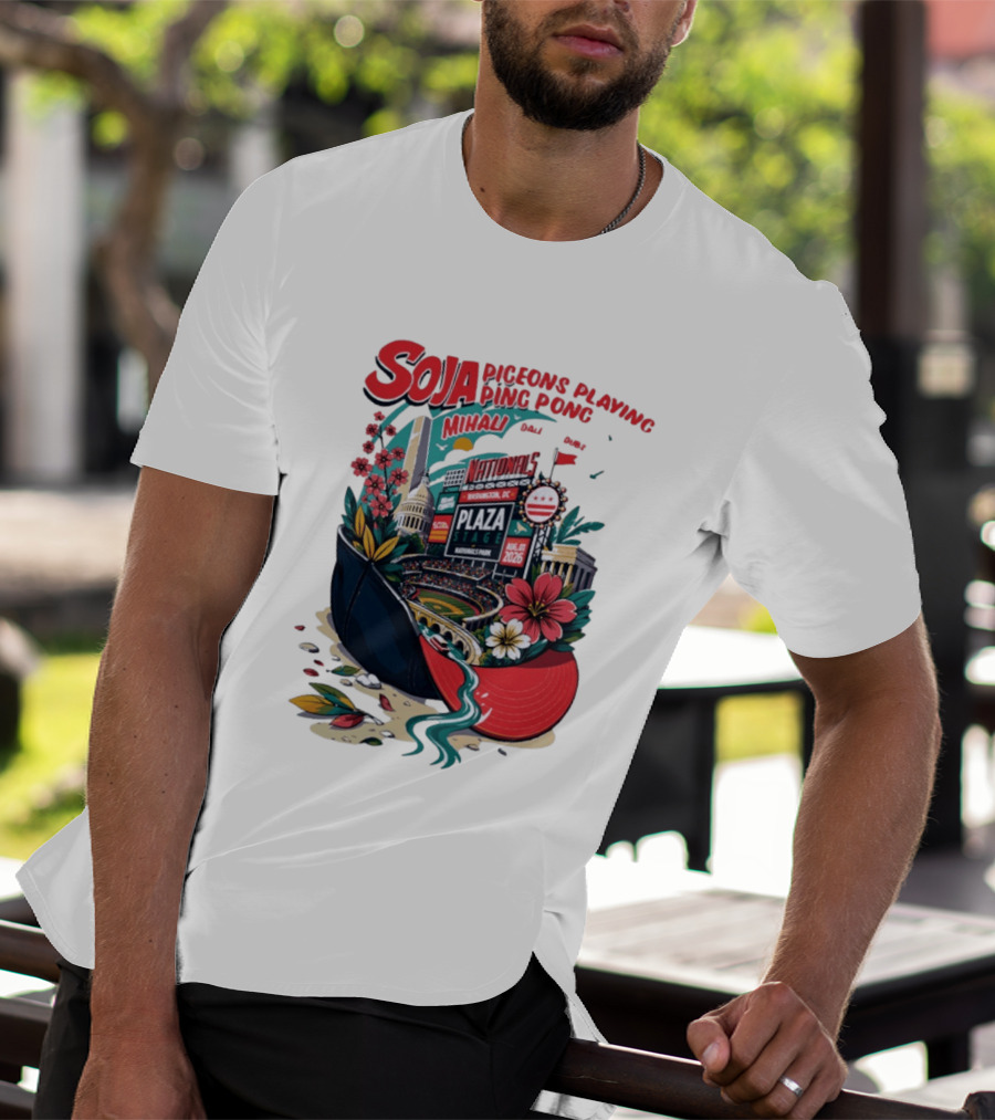 SOJA Pigeons Playing Ping Pong Mihali Nationals Park Plaza Stage DC August 1 2026 T-Shirt