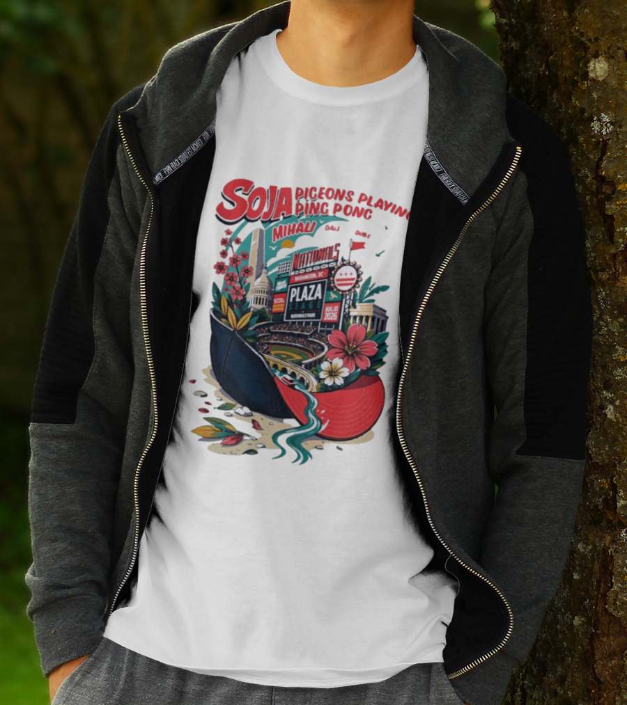 SOJA Pigeons Playing Ping Pong Mihali Nationals Park Plaza Stage DC August 1 2026 T-Shirt
