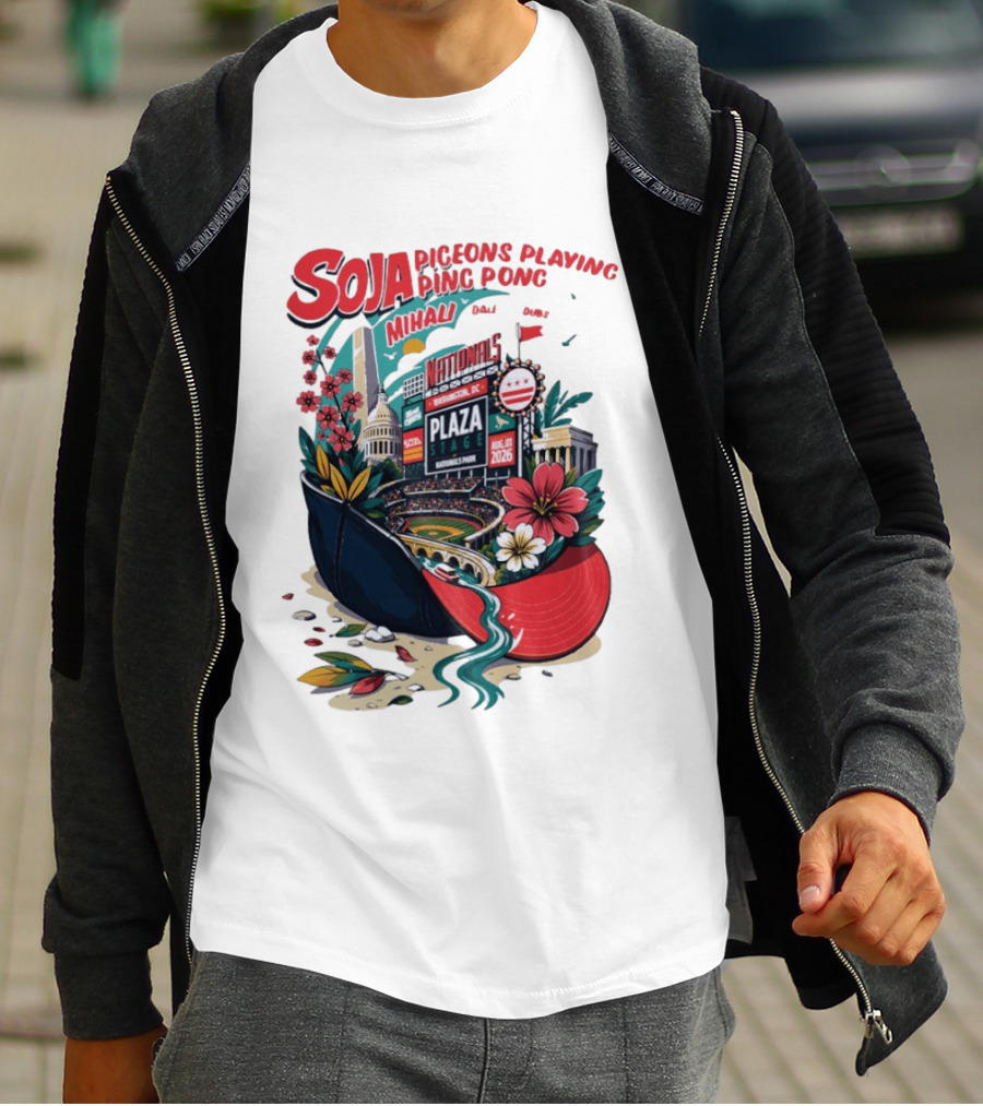 SOJA Pigeons Playing Ping Pong Mihali Nationals Park Plaza Stage DC August 1 2026 T-Shirt
