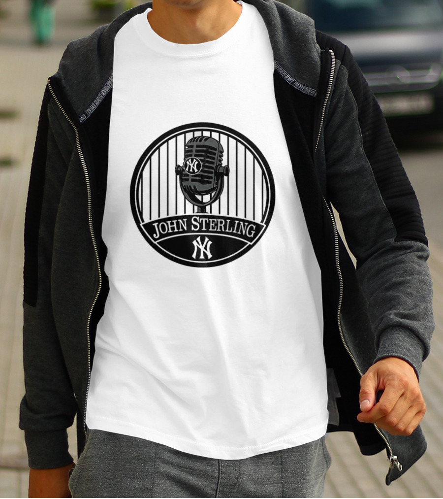 New York Yankees John Sterling Commemorative Patch With Microphone T-Shirt