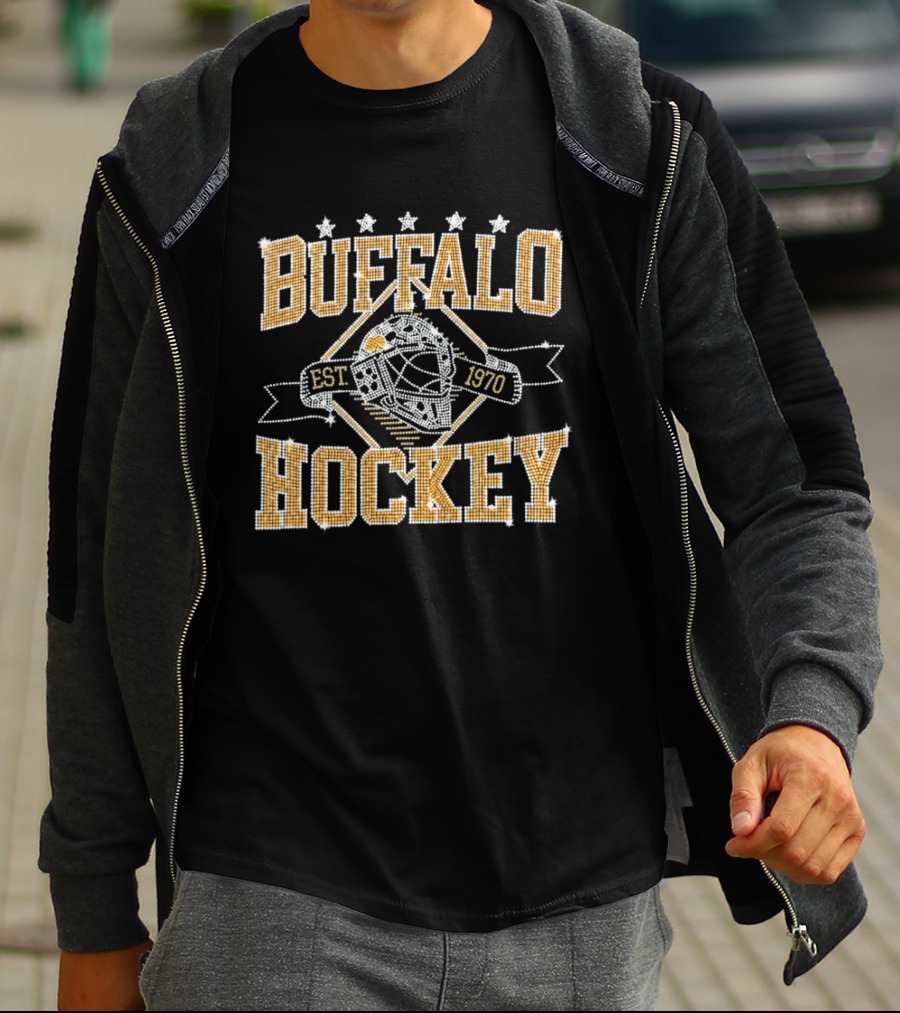 Buffalo Hockey Est 1970 Vintage Style Goalie Mask Five Stars T-Shirt