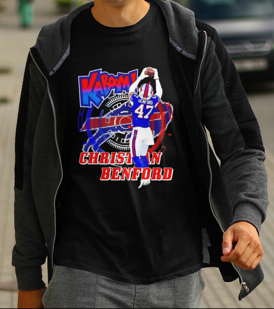 Kaboom Christian Benford 47 Buffalo Bills Football T-Shirt