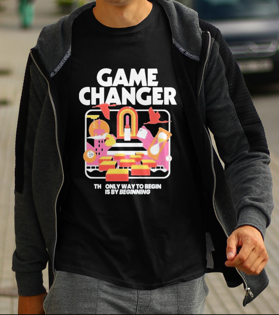 Game Changer The Only Way To Begin Is By Beginning Retro Icons And Symbols Collection T-Shirt