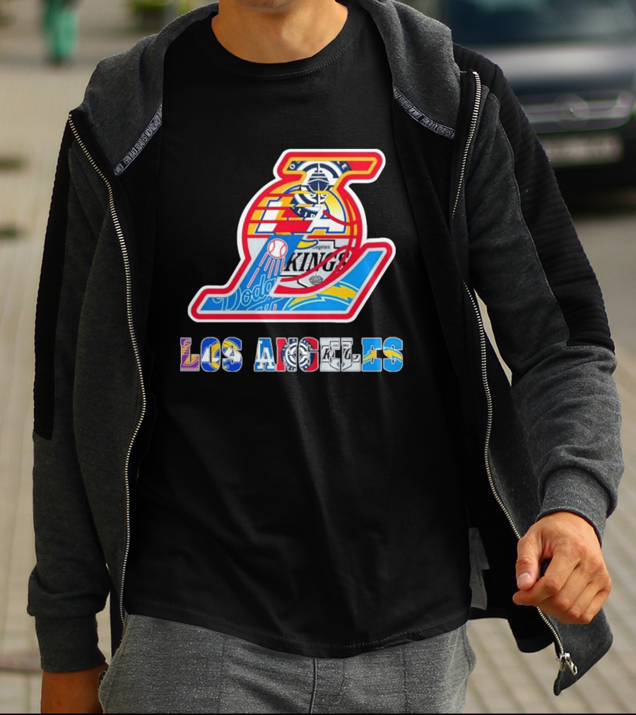 Los Angeles Lakers Dodgers Kings Chargers Sports Teams Logos T-Shirt