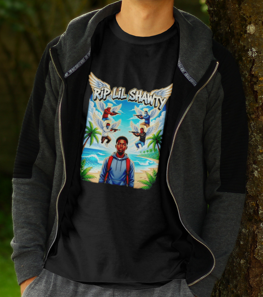 RIP Lil Shawty Angelic Wings Beach Scene Memorial T-Shirt